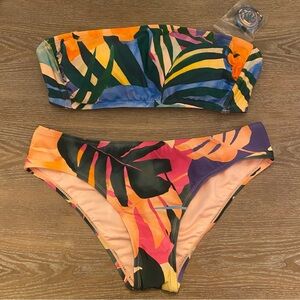 PALISADES BEACH CLUB Tropical Print Convertible Bandeau Two-Piece Swimsuit